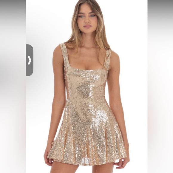 Lucy in the Sky Gold Sequin Skater Mini Dress - Picture 4 of 4